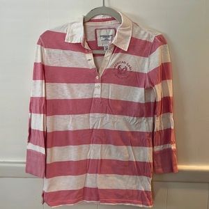 American Eagle pink & white striped rugby shirt, medium